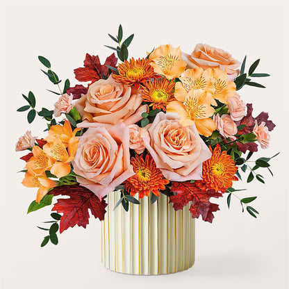 Spiced Latte Bouquet with Ivory Vase – BLOOMERS FLOWER & ASHLEY JO ANTIQUES, Corry PA