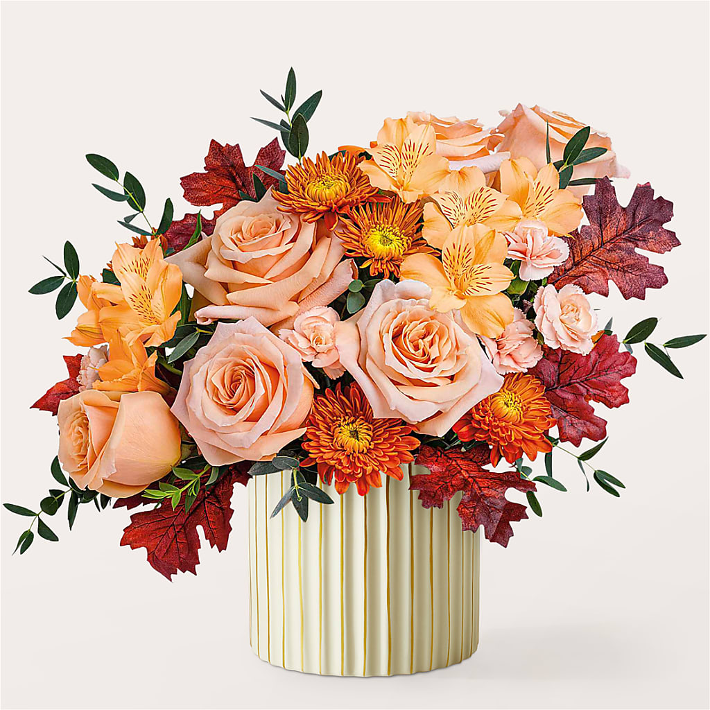 Spiced Latte Bouquet with Ivory Vase – BLOOMERS FLOWER & ASHLEY JO ANTIQUES, Corry PA
