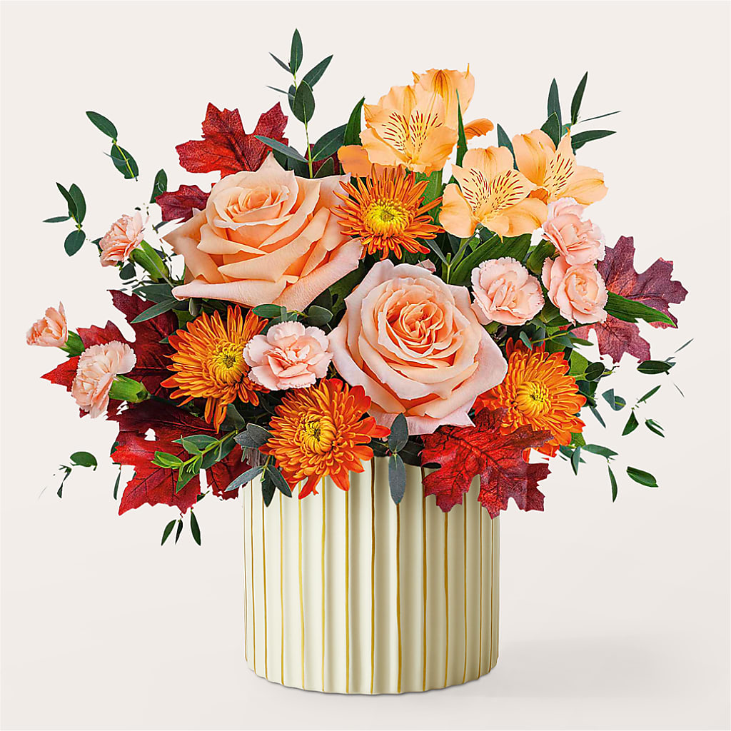Spiced Latte Bouquet with Ivory Vase – BLOOMERS FLOWER & ASHLEY JO ANTIQUES, Corry PA