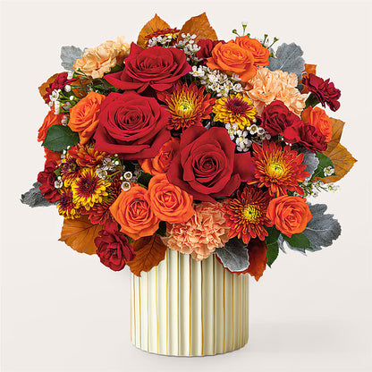 Merlot Bouquet with Ivory Vase – BLOOMERS FLOWER & ASHLEY JO ANTIQUES, Corry PA
