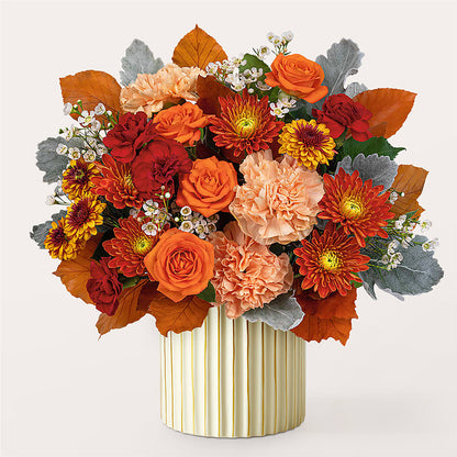 Merlot Bouquet with Ivory Vase – BLOOMERS FLOWER & ASHLEY JO ANTIQUES, Corry PA