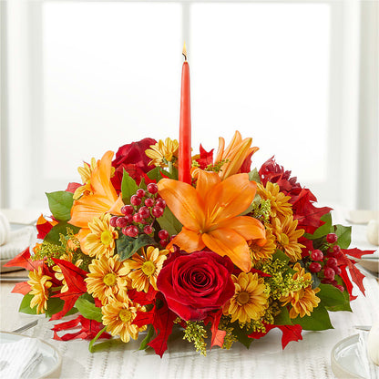 Autumn's Embrace Centerpiece – BLOOMERS FLOWER & ASHLEY JO ANTIQUES, Corry PA