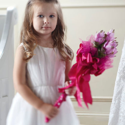Sparkle Pink Flower Girl Bouquet – BLOOMERS FLOWER & ASHLEY JO ANTIQUES, Corry PA
